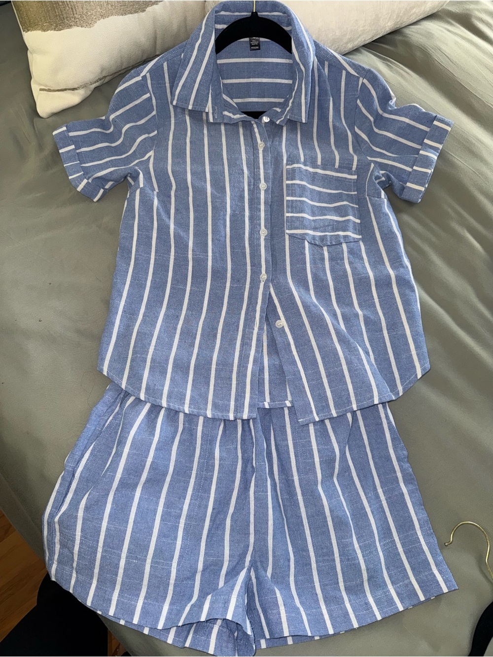 Aqua Linen Short Set